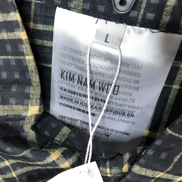 Kim Nam Woo L Layered Button Front Plaid Shirt NEW - Picture 3 of 6